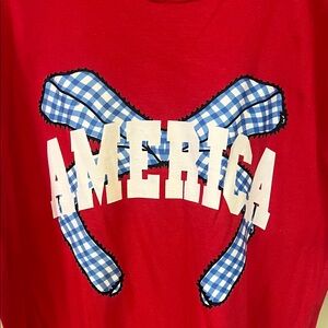 Red Graphic T-Shirt with America Print